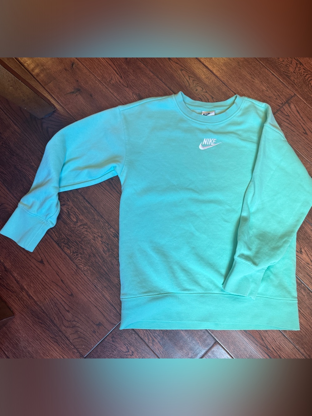 Nike Turquoise Crewneck Sweatshirt with White Swoosh